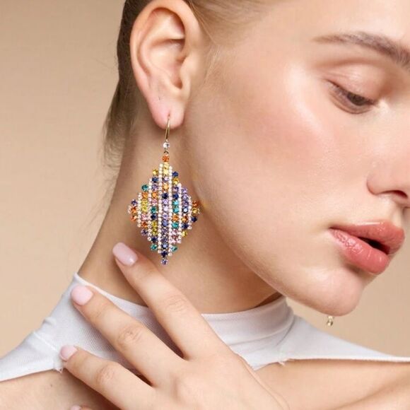 Multicolor diamond Earrings M1203 - Picture 2 of 5
